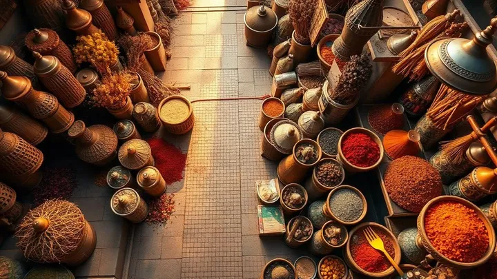 Kruidenmarkt in de Medina met saffraan en natuurlijke ingrediënten